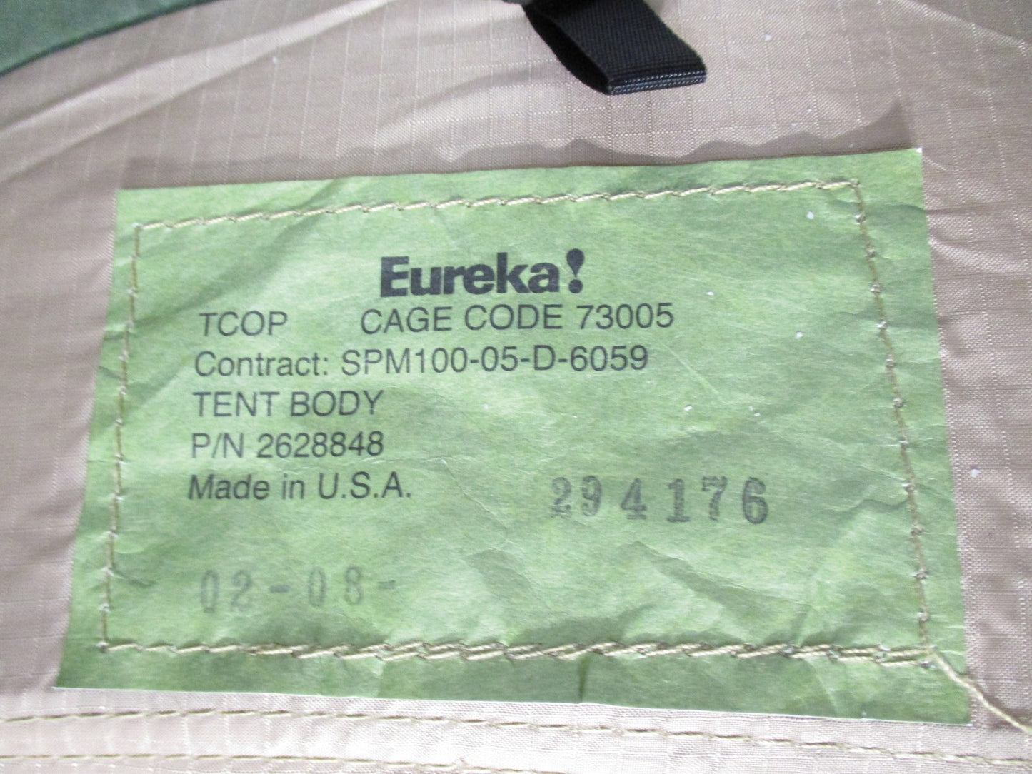 Eureka! TCOP Military Tent SPM100-05-D-6059 Camo w/ Bag Poles Stakes Repair Kit