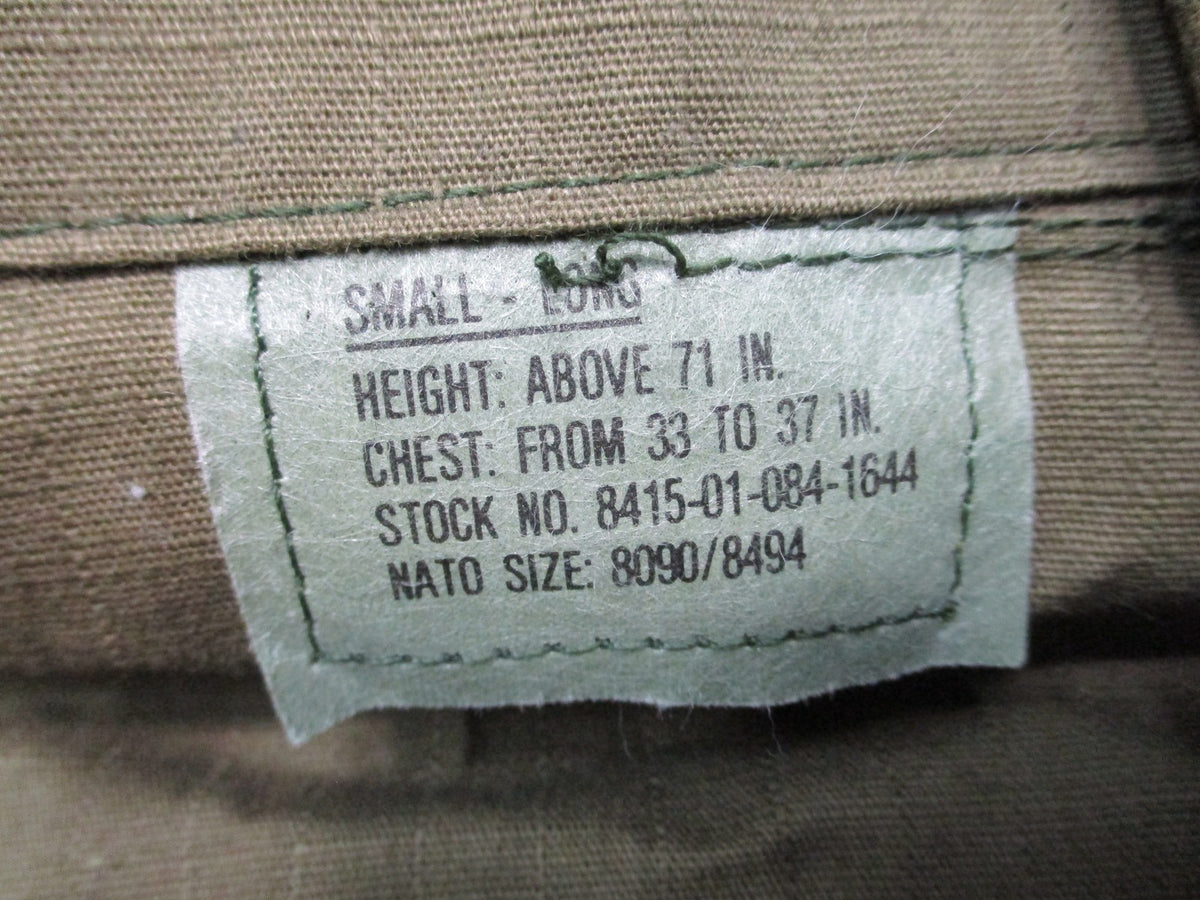 Vintage US Military OG-107 Combat Coat Small Long Ladiga 100% Cotton USA