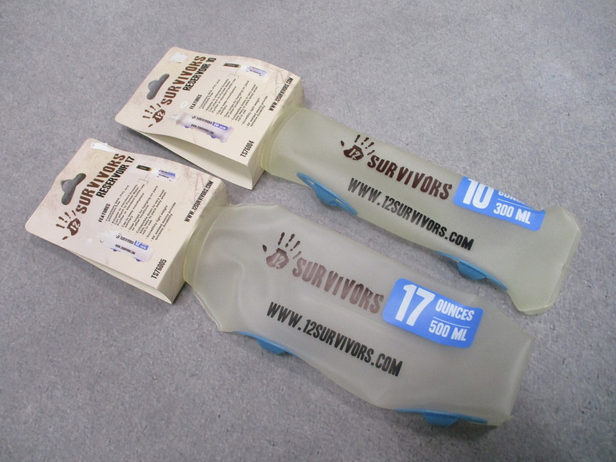 12 Survivors Hydration Reservoir 2-Pack 10oz 17oz Collapsible Water Bladder NOS