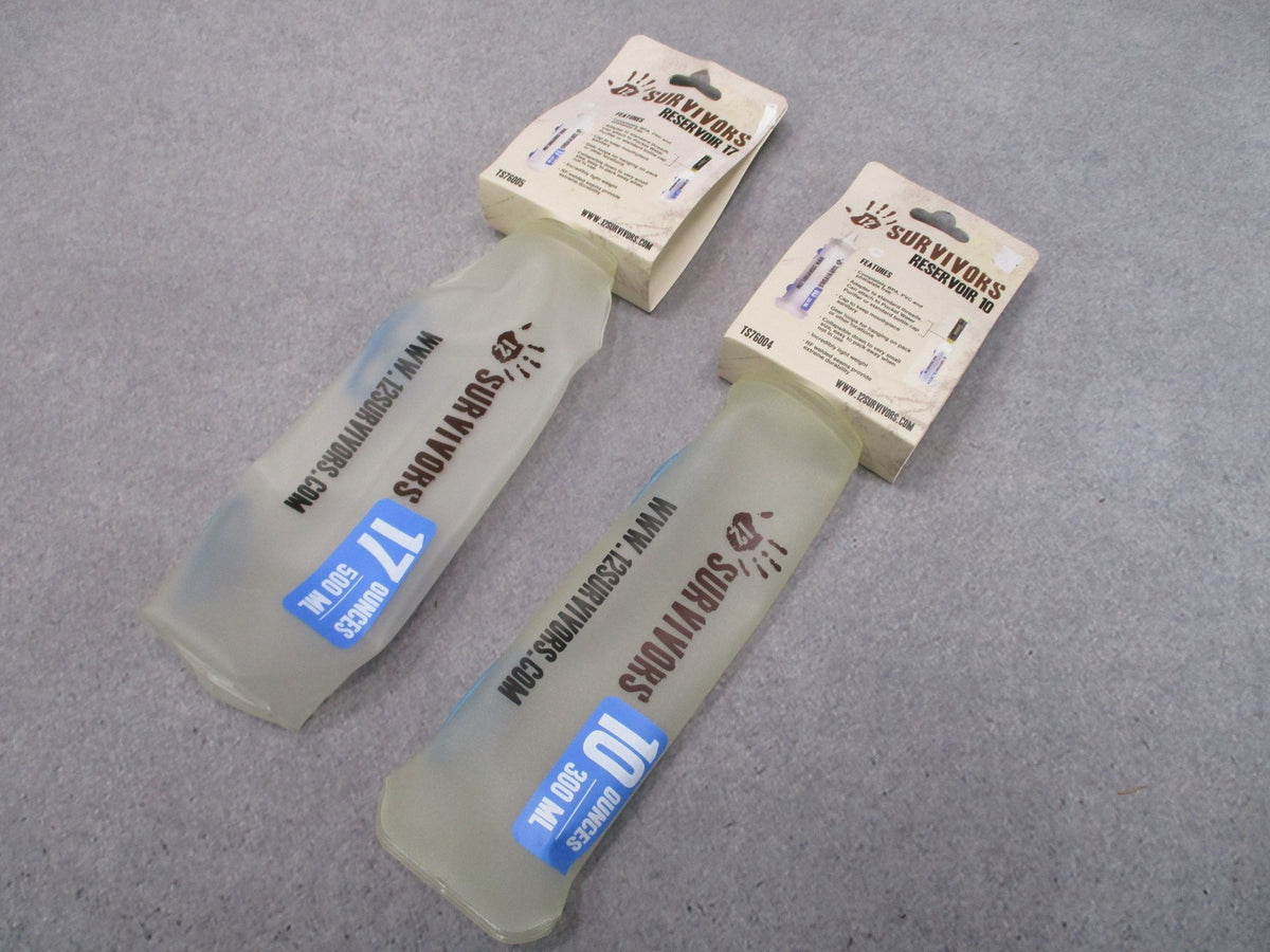 12 Survivors Hydration Reservoir 2-Pack 10oz 17oz Collapsible Water Bladder NOS
