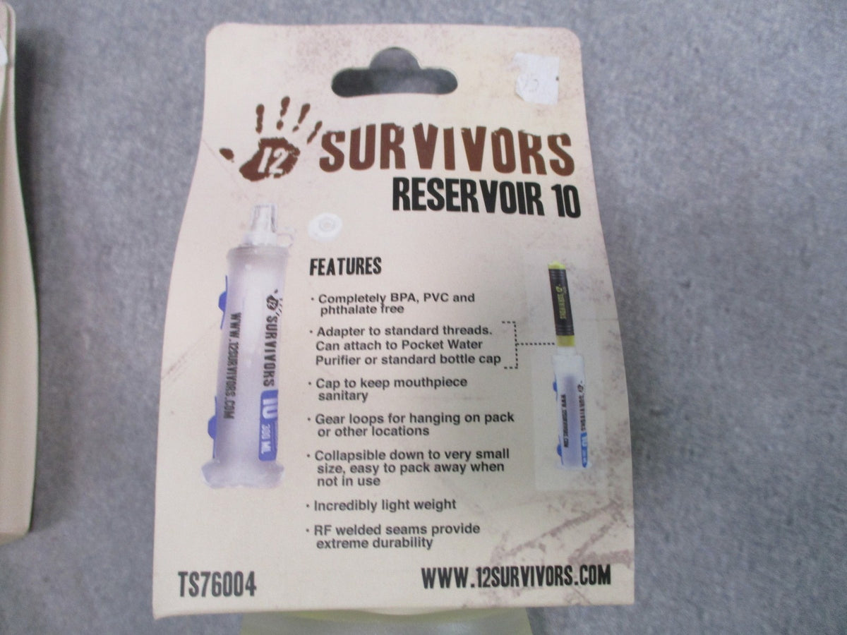 12 Survivors Hydration Reservoir 2-Pack 10oz 17oz Collapsible Water Bladder NOS