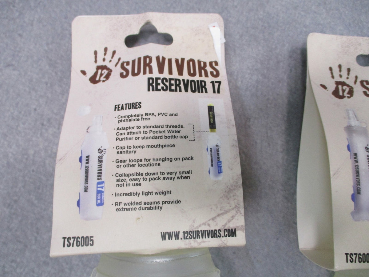 12 Survivors Hydration Reservoir 2-Pack 10oz 17oz Collapsible Water Bladder NOS