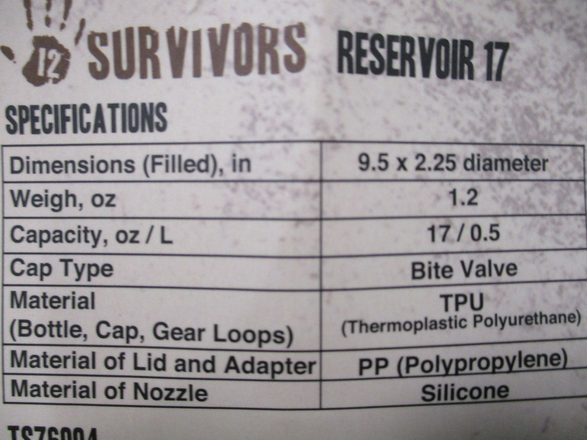 12 Survivors Hydration Reservoir 2-Pack 10oz 17oz Collapsible Water Bladder NOS