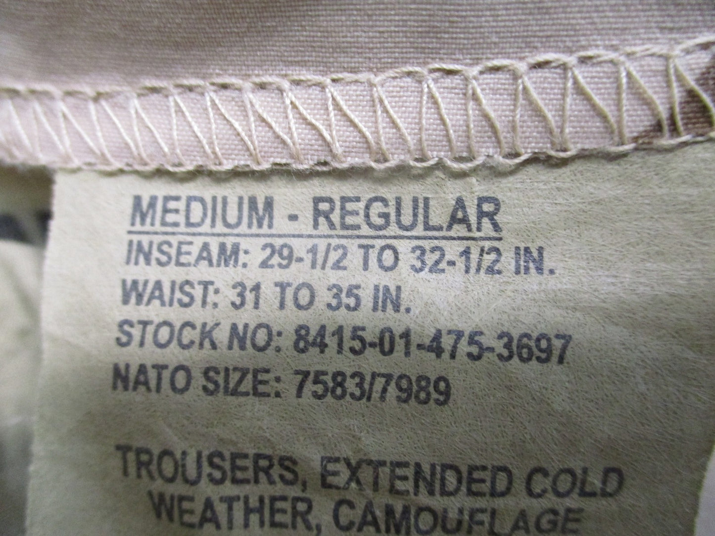 US Military ECWCS Gen II Gore-Tex Trousers Desert Camo Medium Regular Waterproof