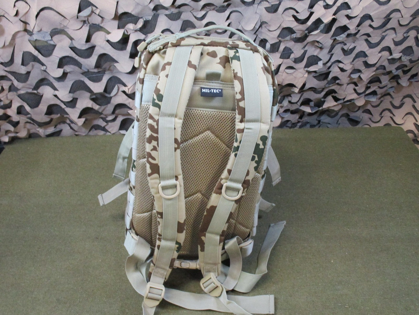 Mil-Tec Assault Pack Small Tactical MOLLE Backpack Desert Camo Tropentarn