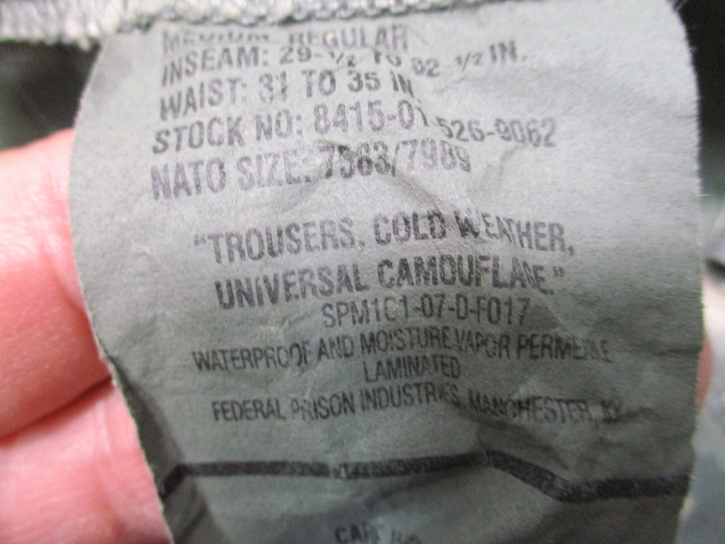 USGI Army ECWCS Gen II Cold Weather UCP Trousers Medium Regular 8415-01-526-9062