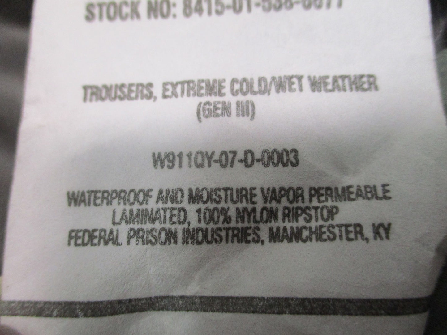USGI ECWCS Gen III Level 6 Gore-Tex Trousers UCP Large Regular 8415-01-538-6677