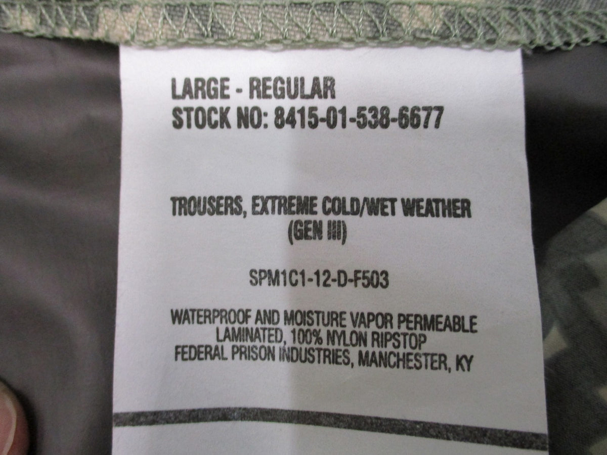 New US Military Gen III ECWCS Trousers Large Regular UCP Digital Camo Waterproof