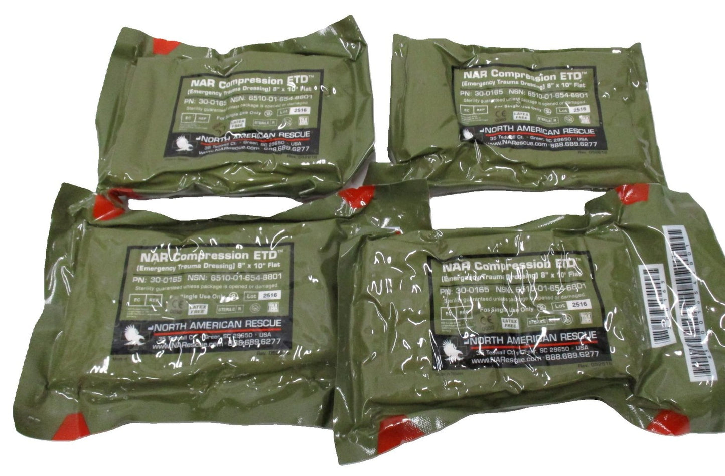 4 NAR Flat Trauma Dressing 8x10 North American Rescue NOS NSN 6510-01-654-6801