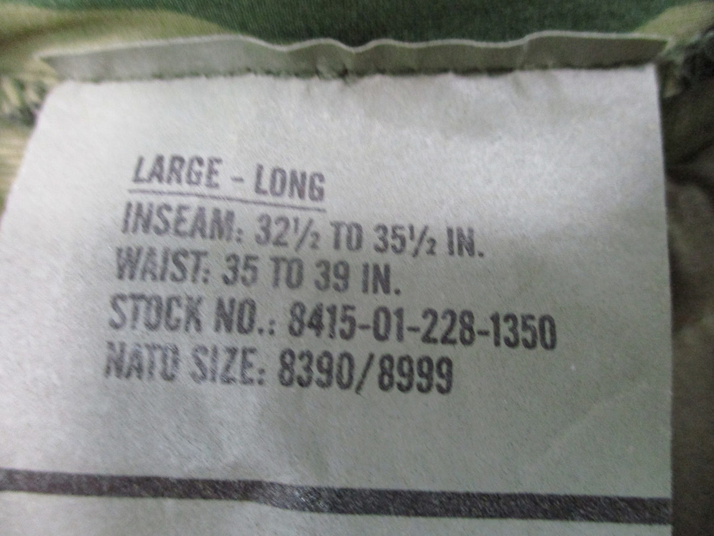 US Military Gore-Tex Trousers Woodland Camo Large Long ECWCS Waterproof Pants