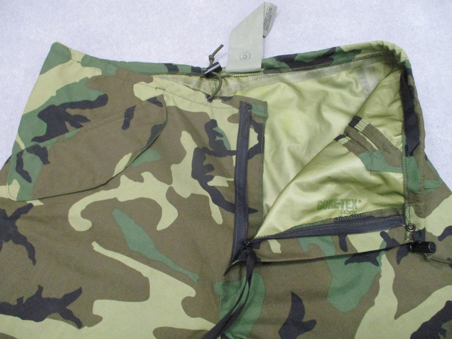 US Military Gore-Tex Trousers Woodland Camo Large Long ECWCS Waterproof Pants
