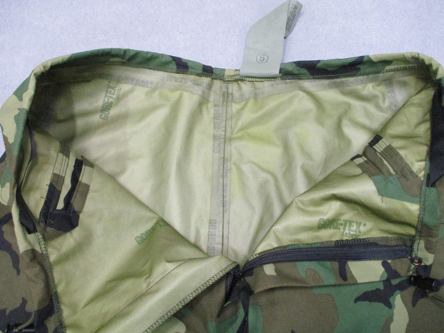 US Military Gore-Tex Trousers Woodland Camo Large Long ECWCS Waterproof Pants
