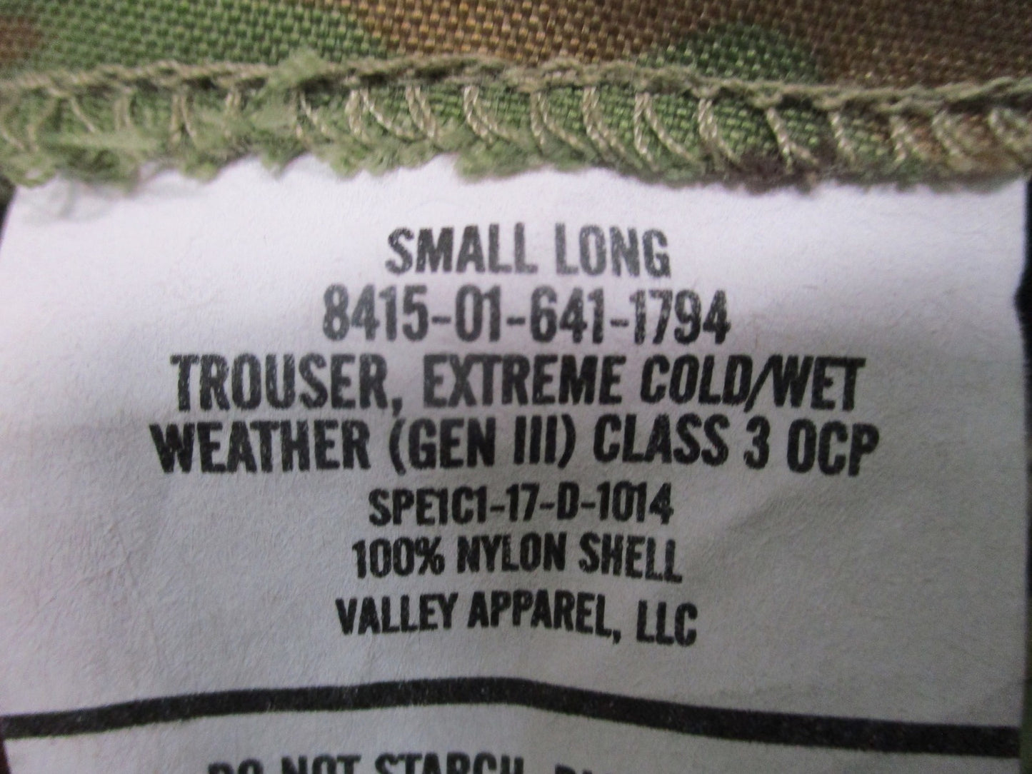 US Military Gen III ECWCS OCP Trousers Small Long Waterproof Gore-Tex Pants