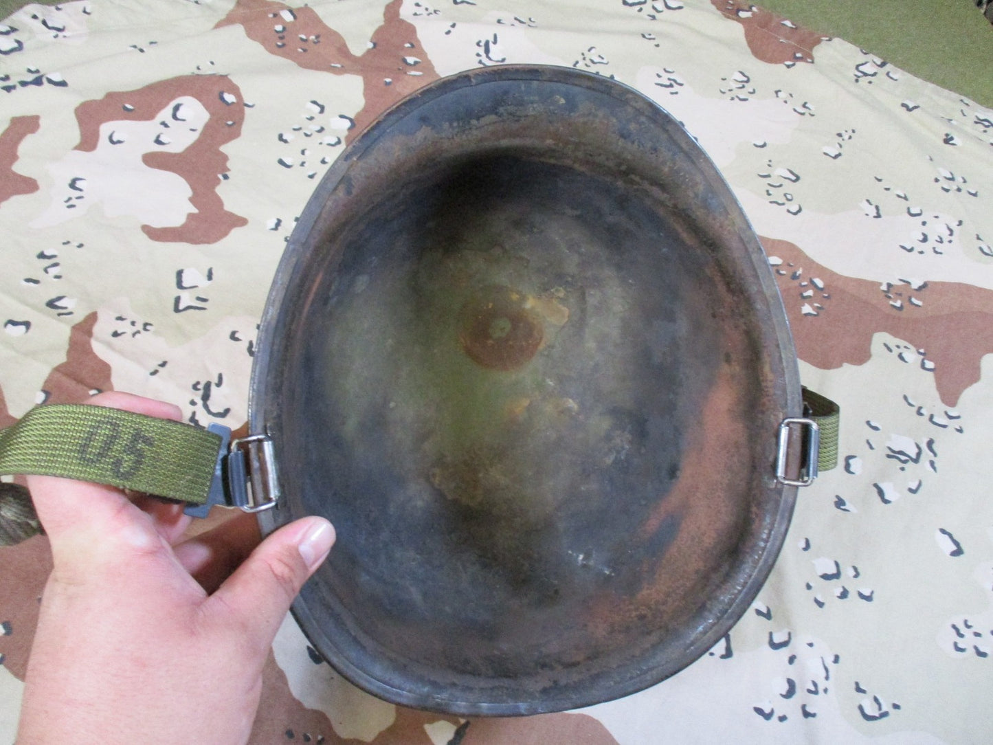 Vintage US Military M1 Helmet Steel Shell with Liner Authentic Surplus