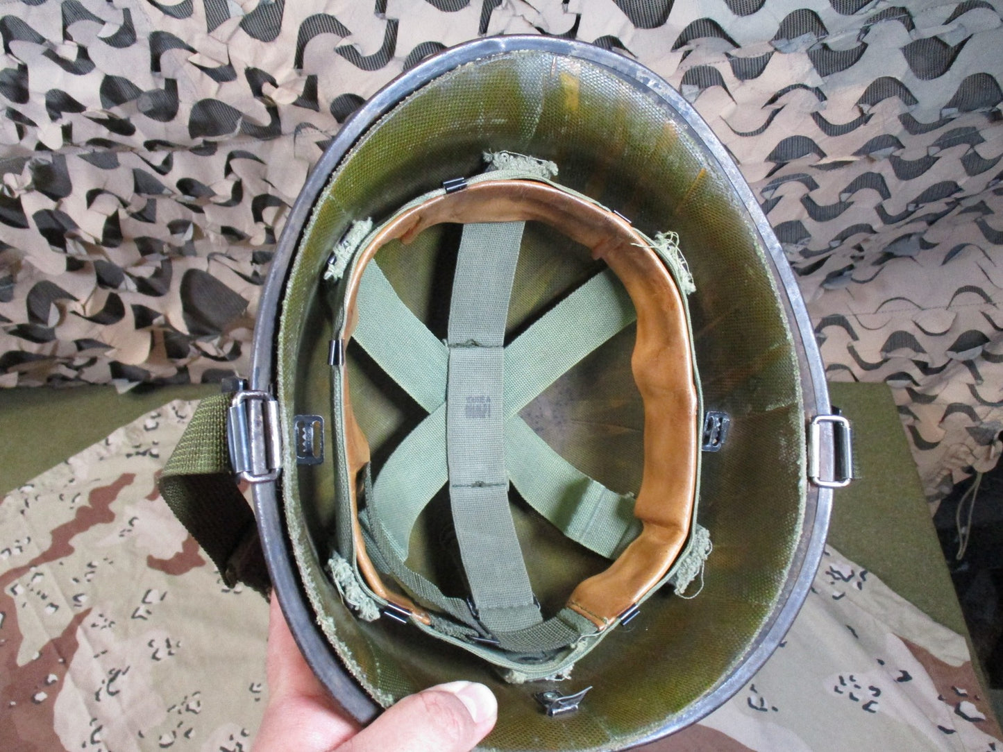 Vintage US Military M1 Helmet Steel Shell with Liner Authentic Surplus