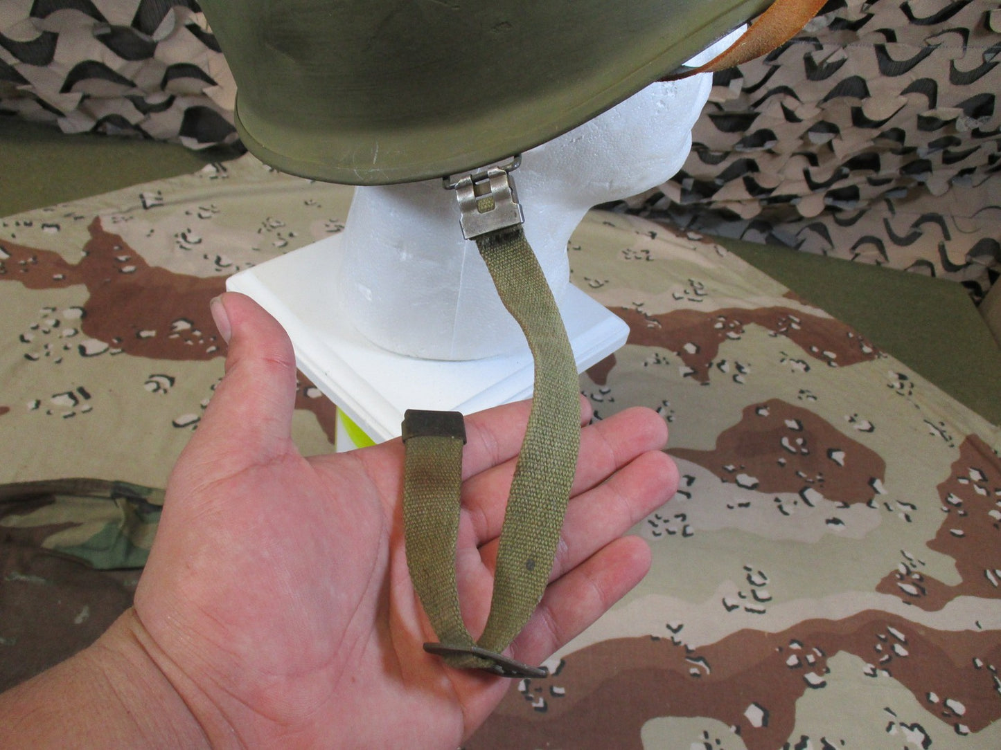 Vintage Belgian M51 Steel Helmet w/ Woodland Cover & 1st Infantry Reg Decal