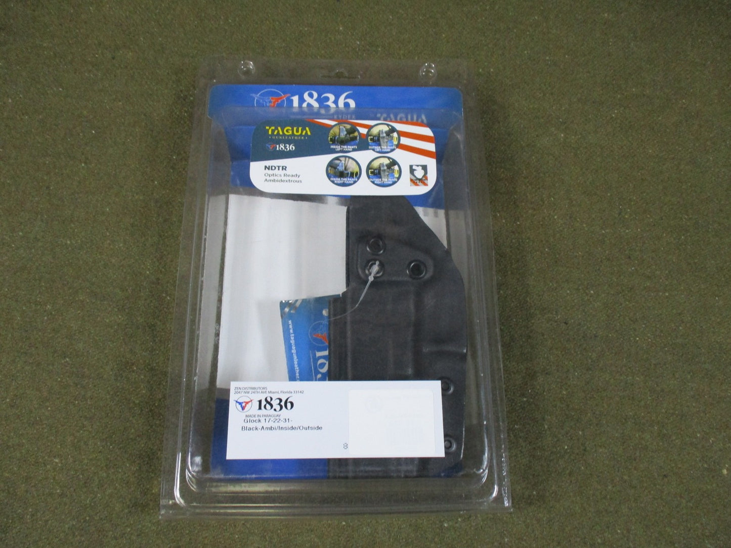 1836 Tagua NDTR Kydex Holster for Glock 17 22 31 Optics Ready Ambidextrous IWB
