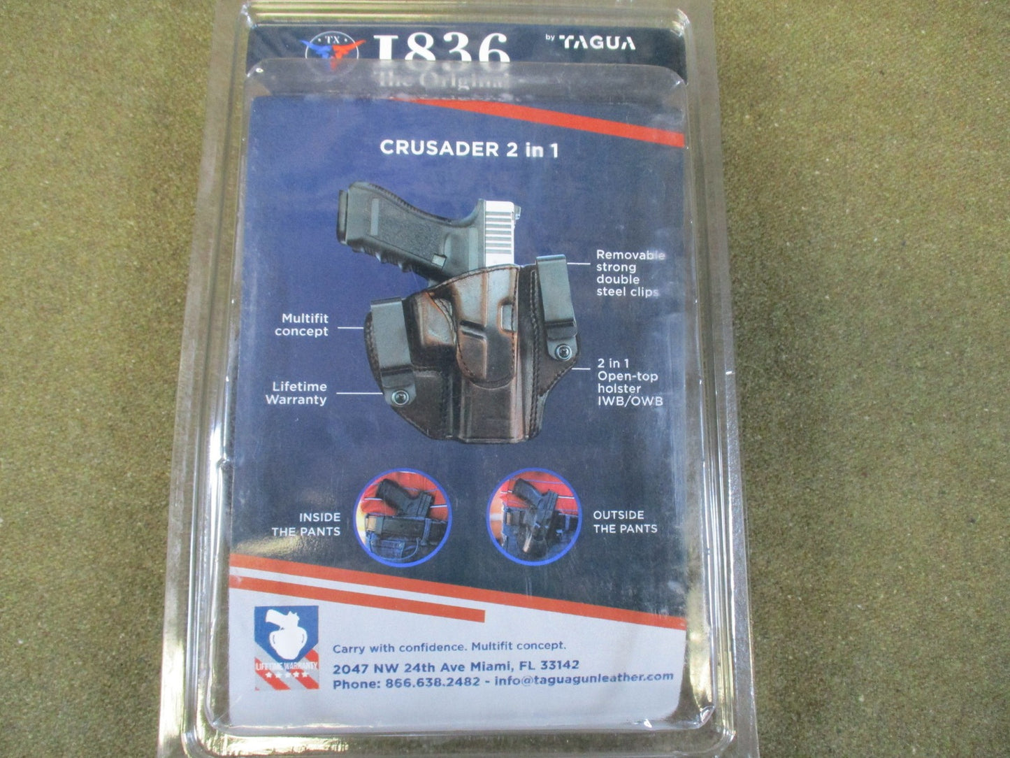 1836 by Tagua Crusader 2-in-1 Leather Holster Optic Ready 1911 Shield 380 EZ RH