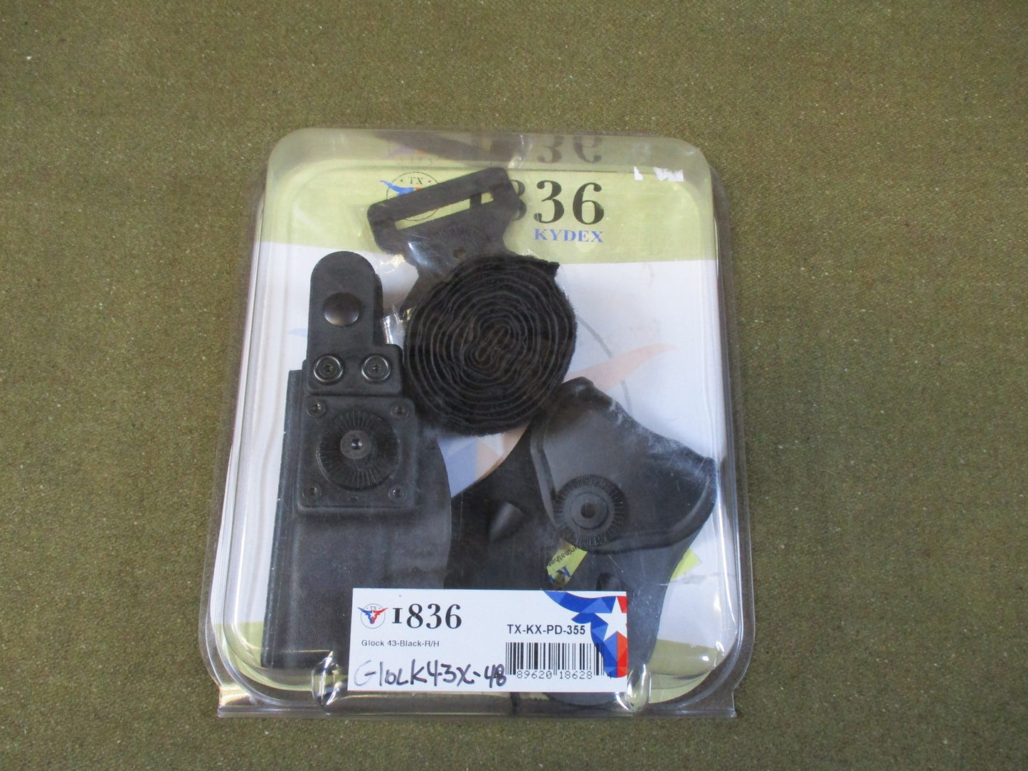 1836 Kydex Holster for Glock 43 43X 48 Right Hand Black Tactical Duty Gear