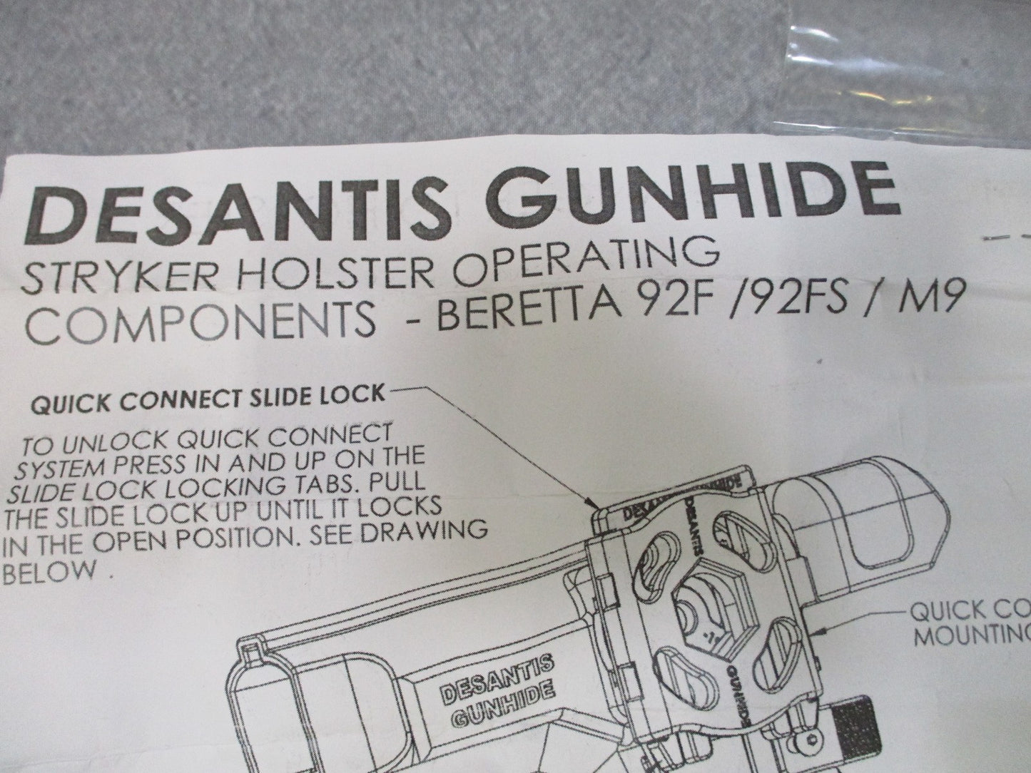 DeSantis Gunhide Tactical Holster for Beretta 92F/92FS/M9 - Used - Good - Kit