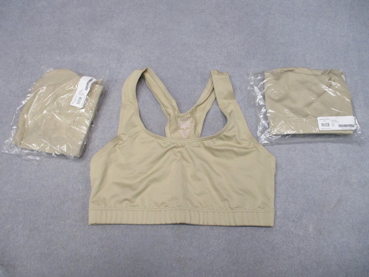 3 Pack NWT USGI Elite Issue Women's Sports Bras Tan Small NSN 8425-01-532-4517