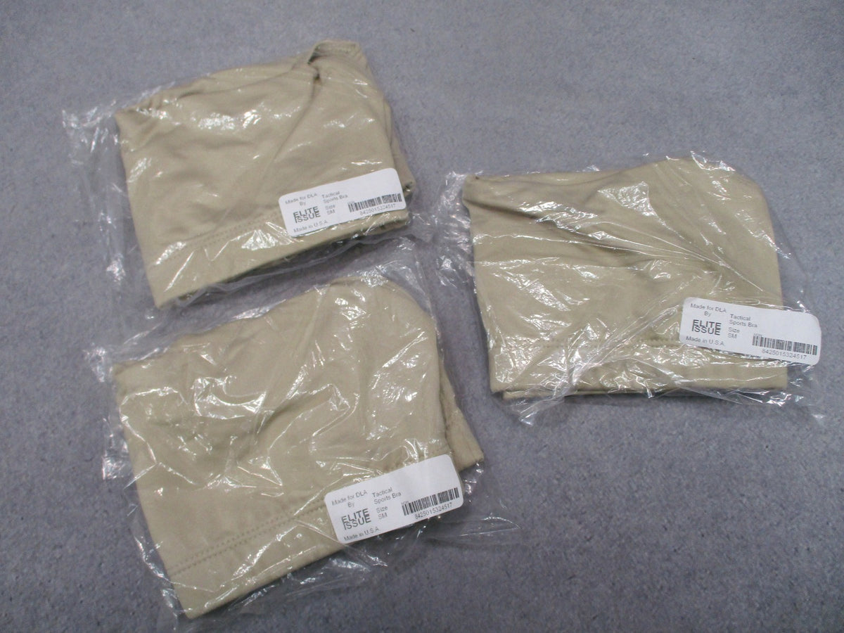 3 Pack NWT USGI Elite Issue Women's Sports Bras Tan Small NSN 8425-01-532-4517