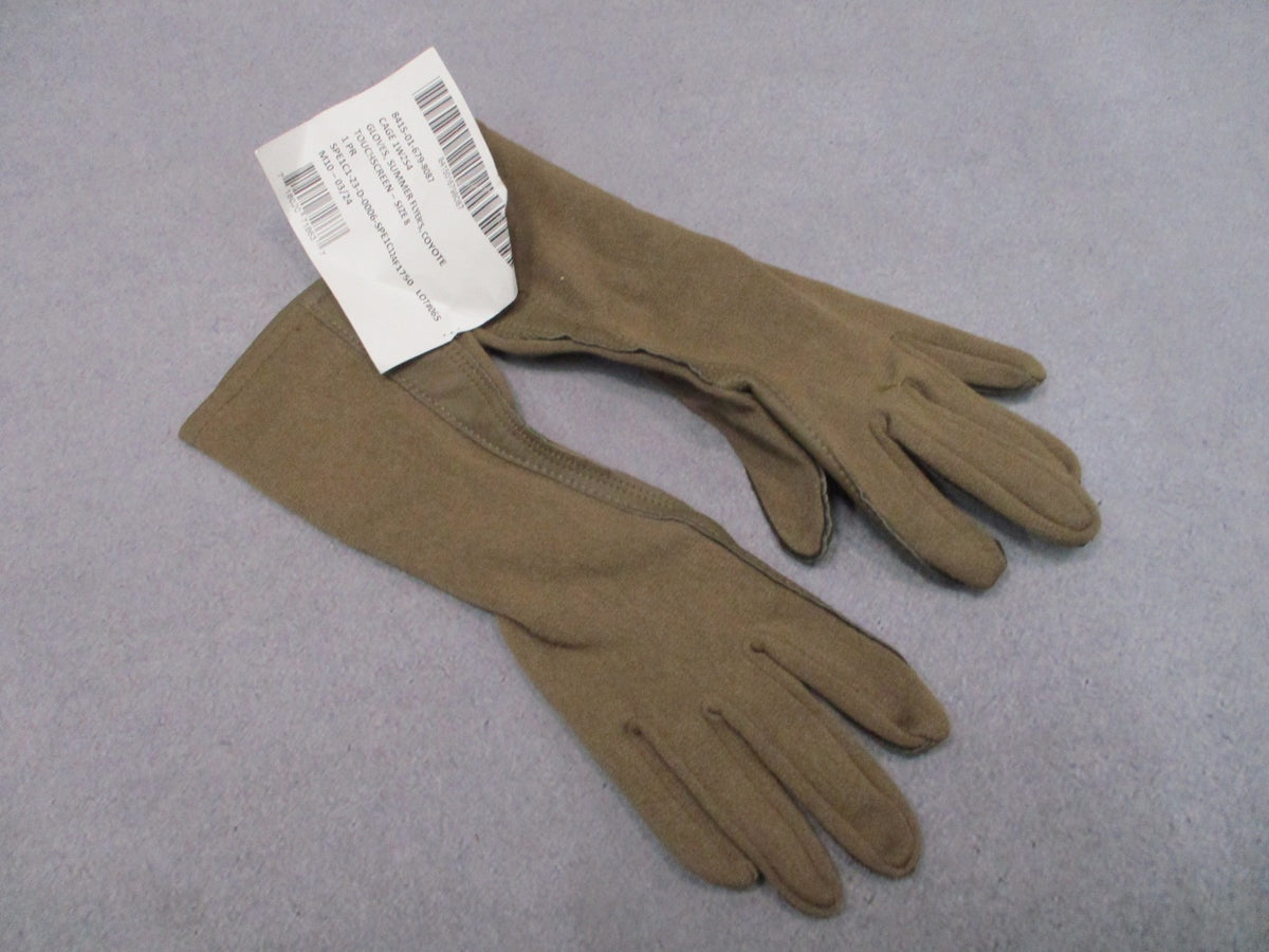 NWT USGI Nomex CVC Flyers Gloves Coyote Tan Touchscreen Size 8 GS/FRP-2