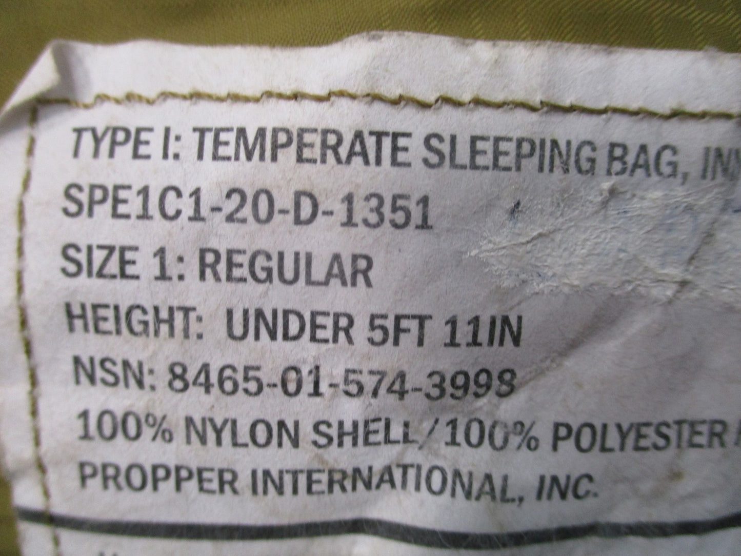 USGI USMC 3-Season Sleeping Bag Coyote Brown Regular NSN 8465-01-574-3998