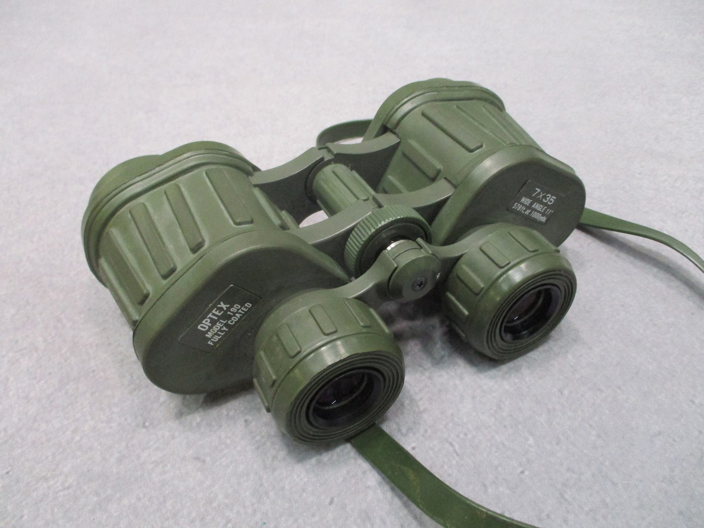Vintage Optex Model 190 7x35 Wide Angle 11° Binoculars Made in Japan Olive Green