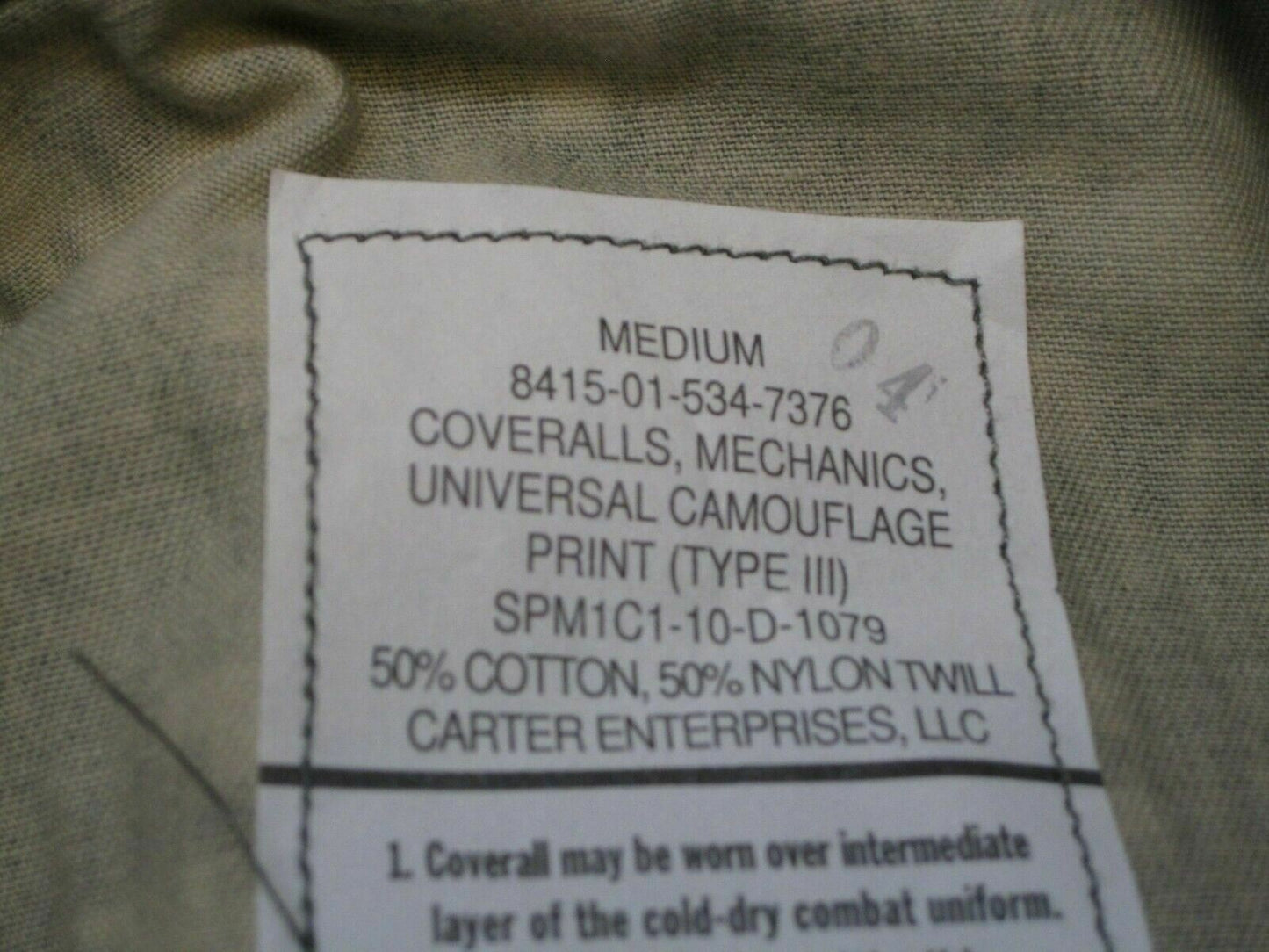 NEW MILITARY ARMY ISSUE MECHANIC COVERALLS UCP TYPE III (MEDIUM) ACU DIGITAL