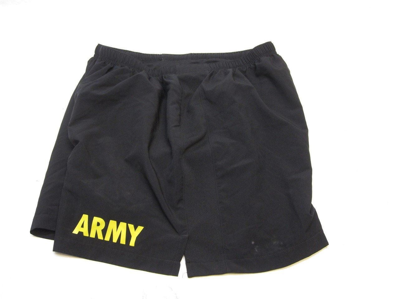 NEW US ARMY PT SHORTS PHYSICAL TRAINING GYM SHORT SWIM TRUNKS XLARGE BLK/YELLOW