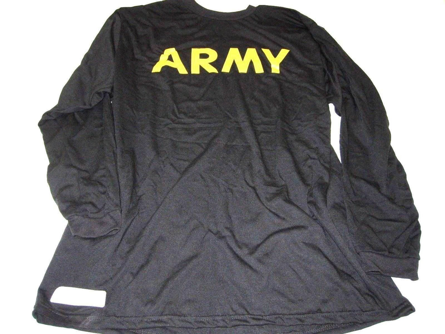 US ARMY ISSUE LONG SLEEVE PT SHIRT ATHLETES T-SHIRT XX-LARGE BLACK/GOLD UNIFORM