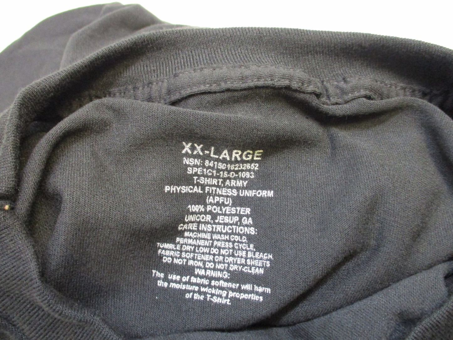 US ARMY ISSUE LONG SLEEVE PT SHIRT ATHLETES T-SHIRT XX-LARGE BLACK/GOLD UNIFORM