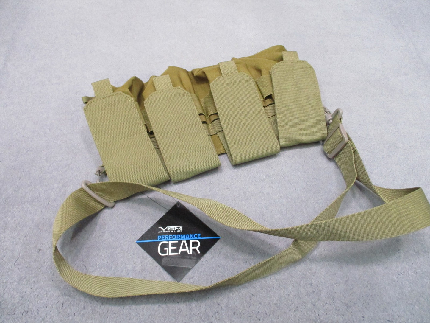 VISM NcSTAR Magazine Bandoleer Tan Holds (4x) 7.62x39 or (8x) 5.56 Mags MOLLE