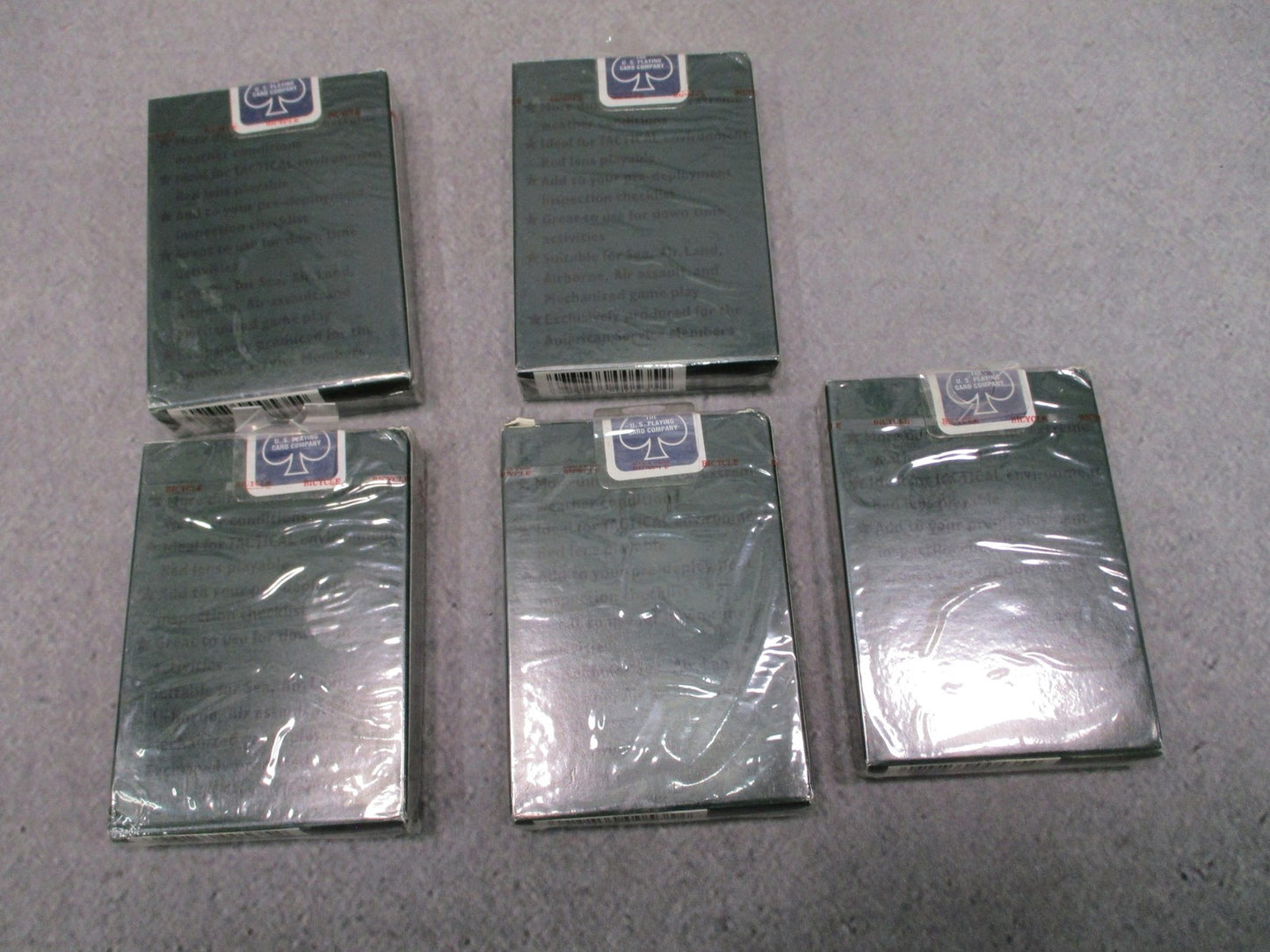 5 Decks Bicycle Tactical Field Playing Cards New Sealed Military Issue USA Made