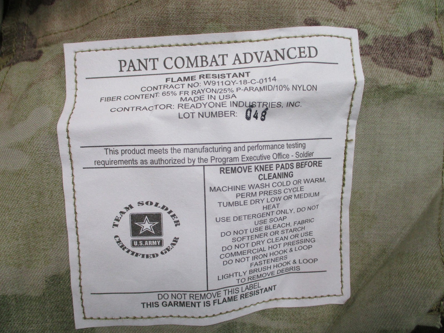 US Army AIKP Combat Pants Scorpion OCP FR Small Regular NSN 8415-01-644-0207
