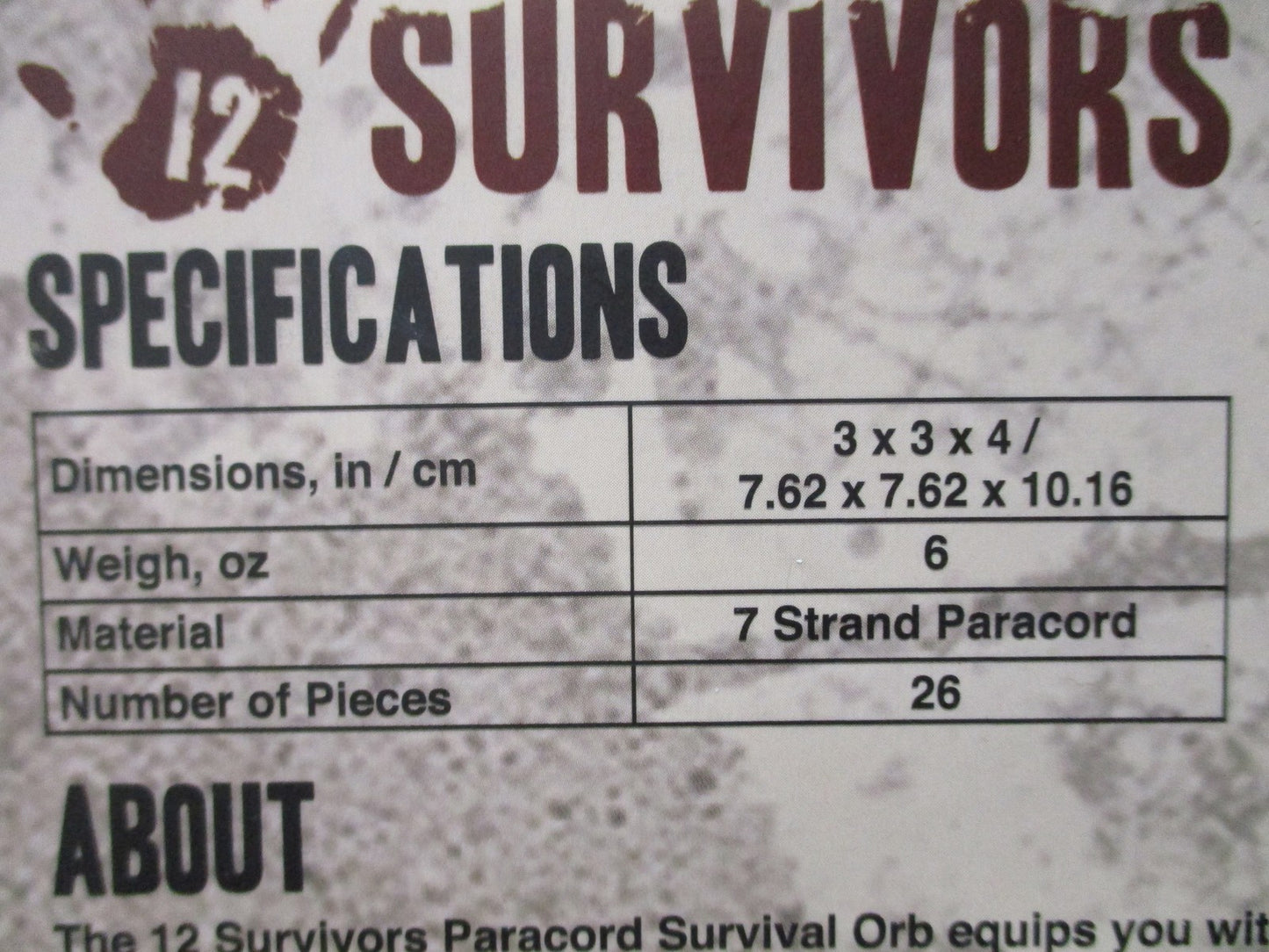 12 Survivors Paracord Survival Orb TS24003 27-Piece Camping Hiking Gear New