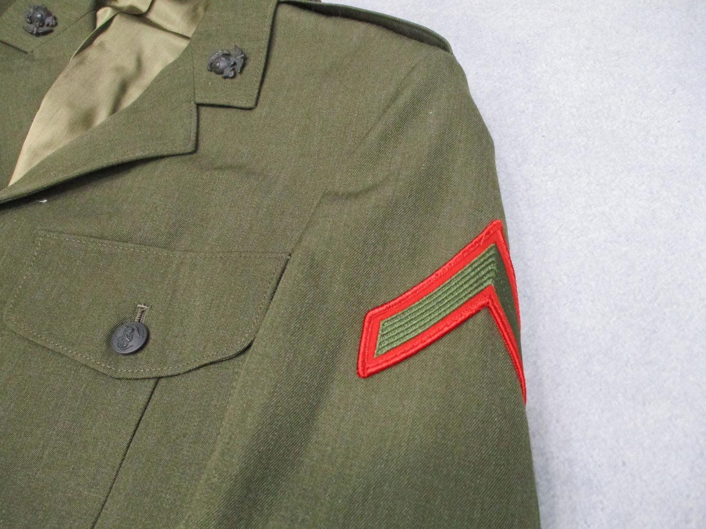 USMC Marine Corps Service Alpha Dress Jacket Size 40R Private First Class Rank