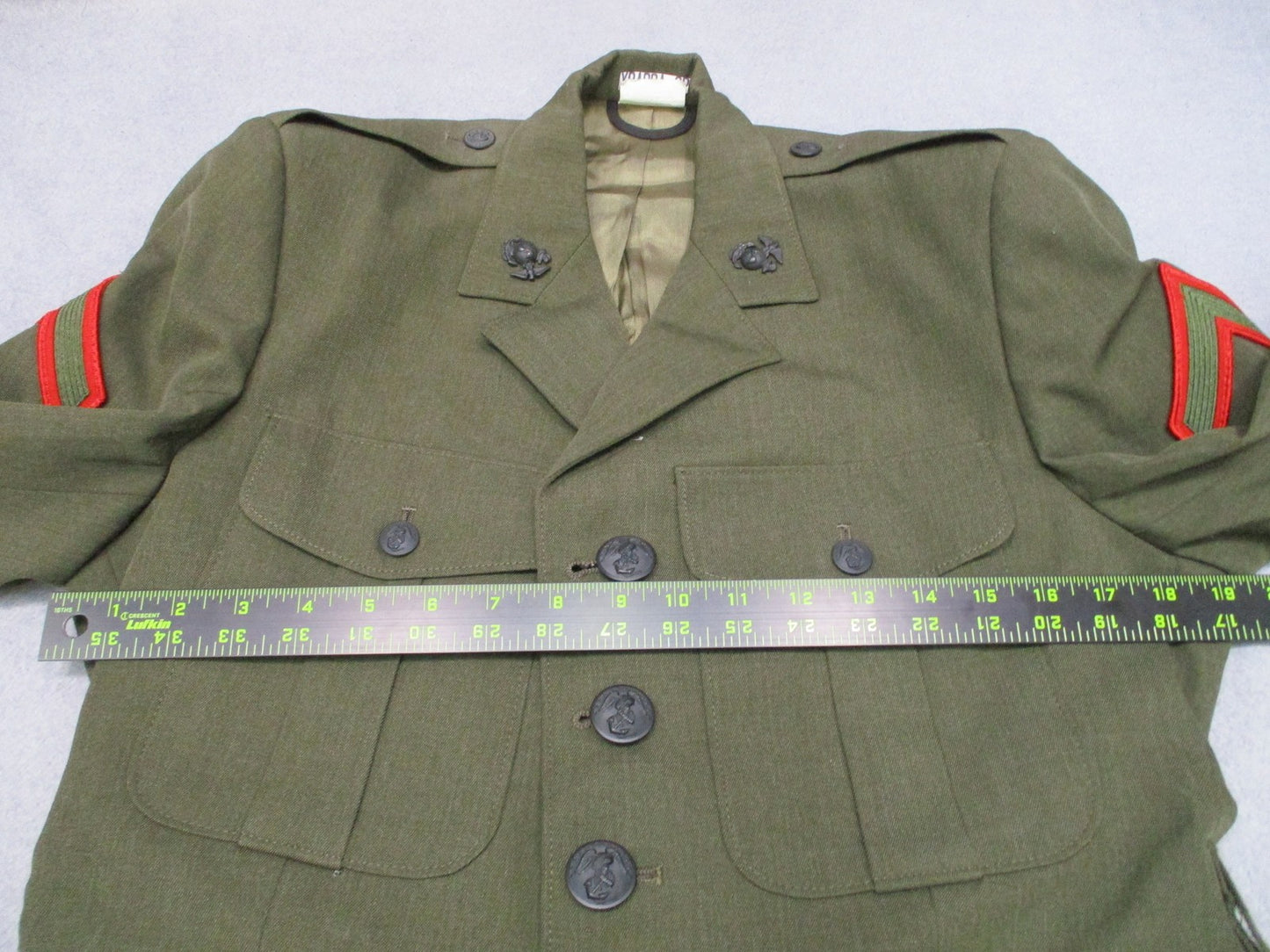 USMC Marine Corps Service Alpha Dress Jacket Size 40R Private First Class Rank