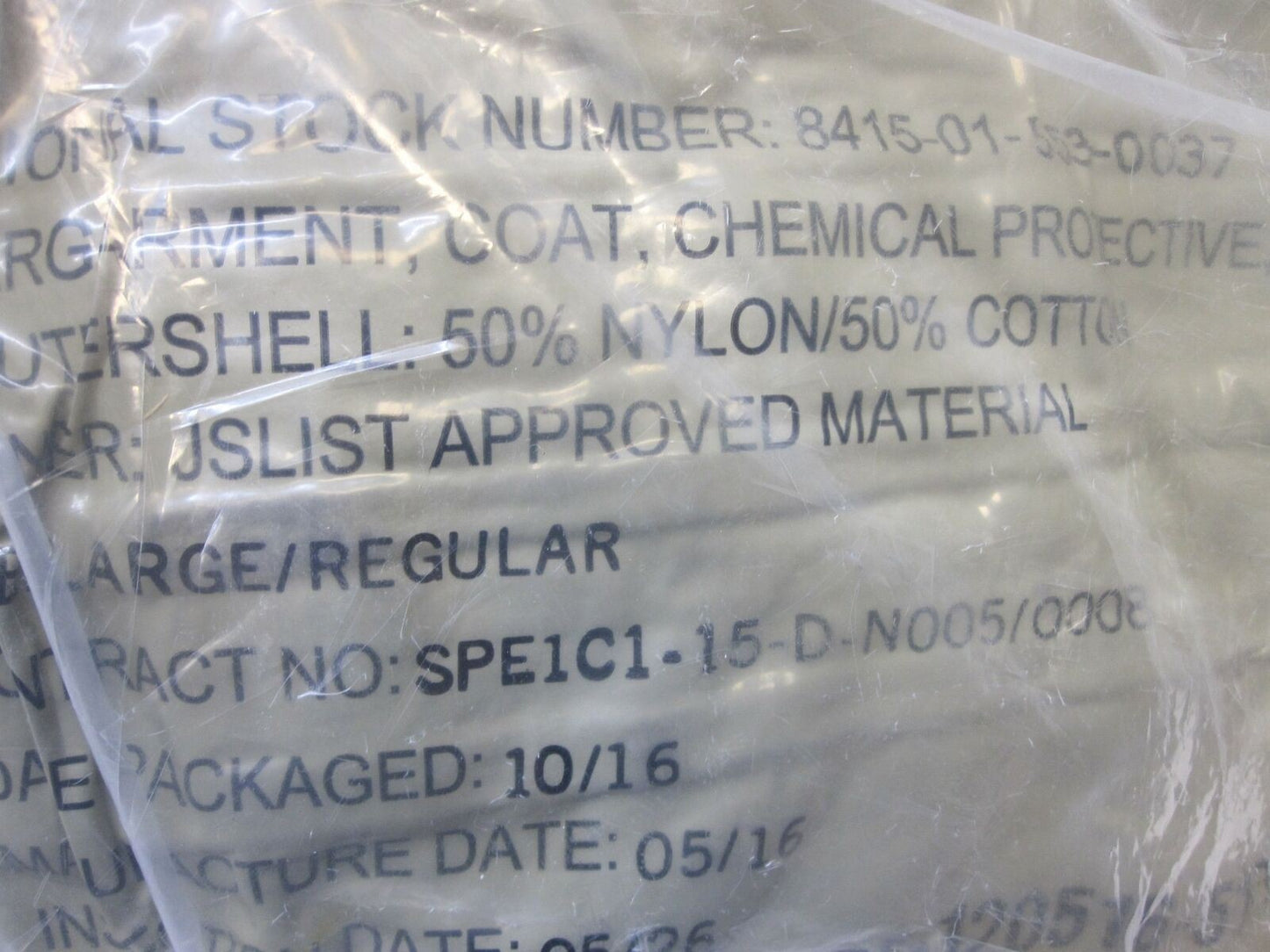 US Military Nuclear, Biological, Chemical (MOPP) Suit, LARGE Top/bottom JSLIST