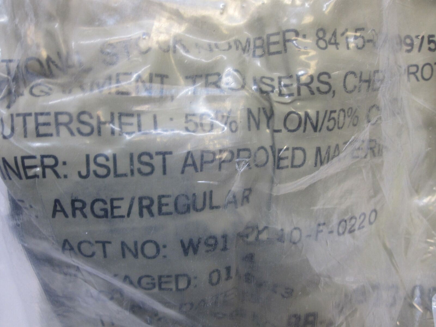 US Military Nuclear, Biological, Chemical (MOPP) Suit, LARGE Top/bottom JSLIST