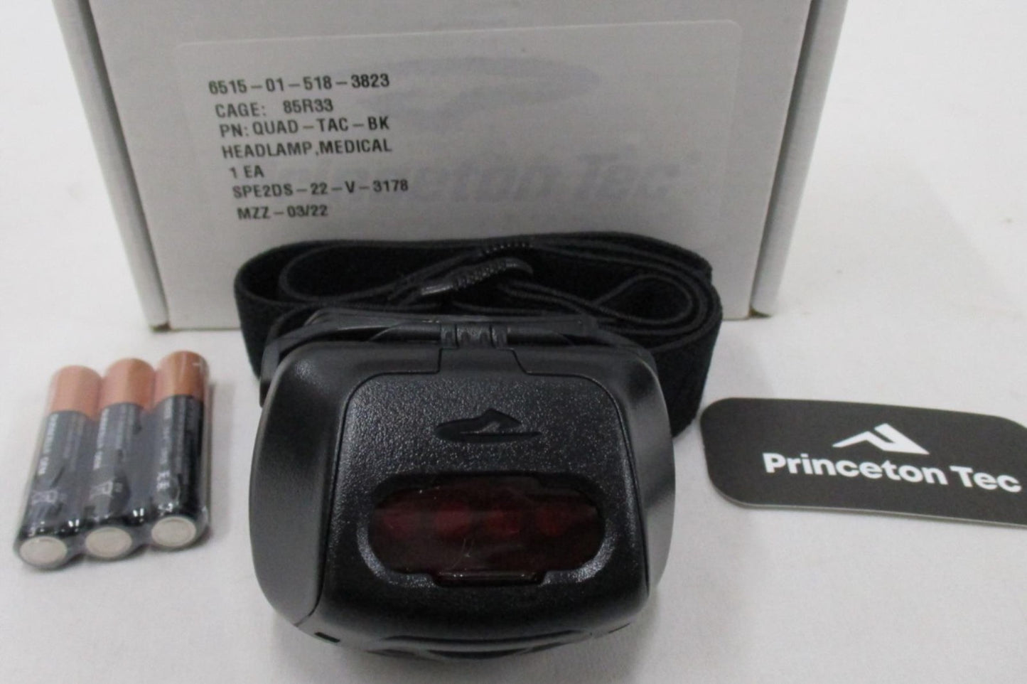 PRINCETON TEC QUAD TACTICAL BLACK HEADLAMP BLUE RED GREEN WHITE HEAD LIGHT STRAP