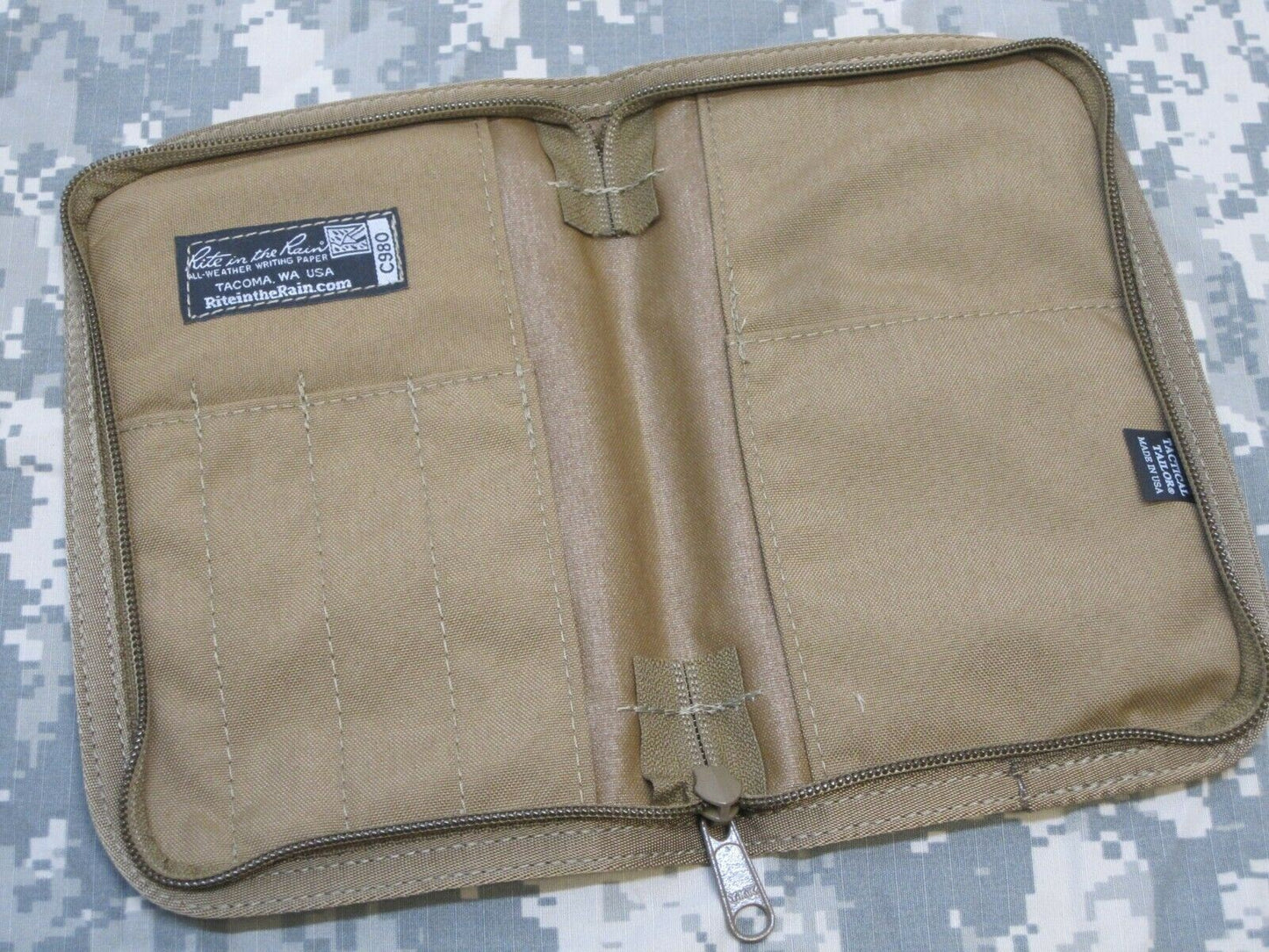 MILITARY WATERPROOF NOTEBOOK w/ PEN & COYOTE BROWN COVER ALL WEATHER NOTEPAD