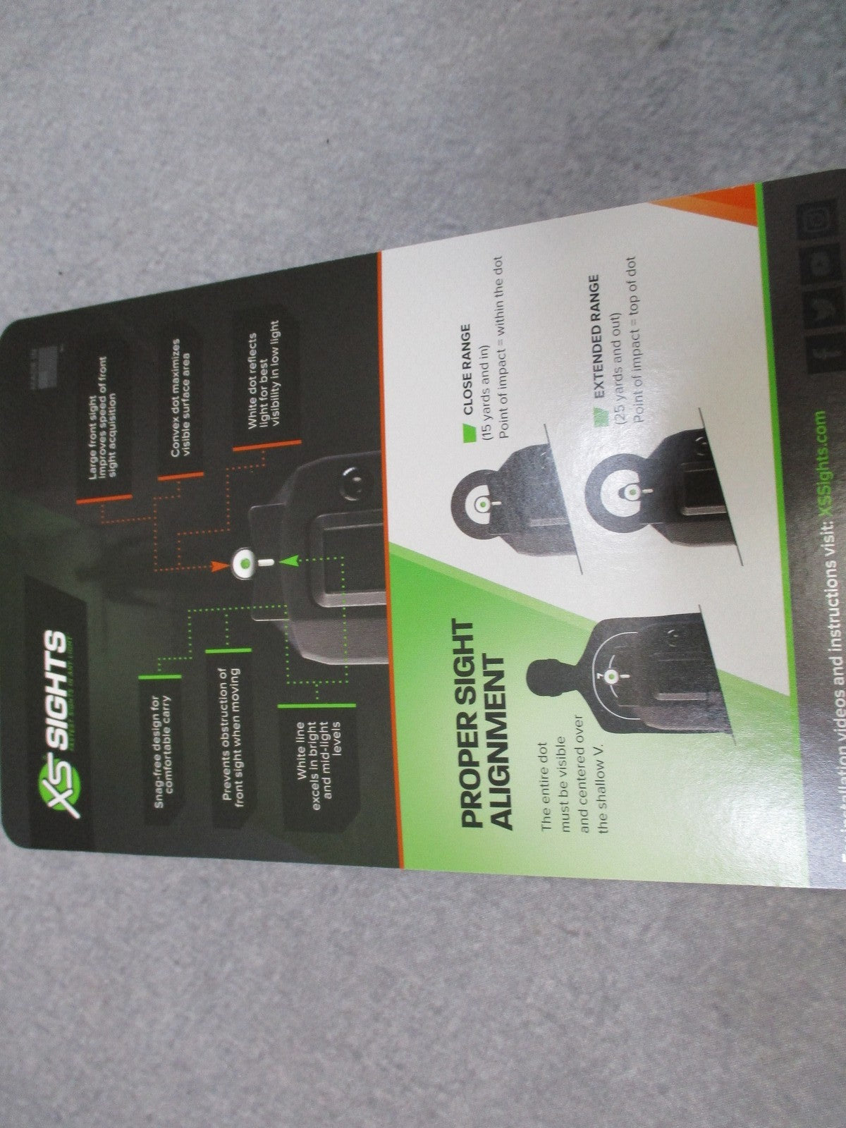 XS Sights DXW Big Dot Night Sights for S&W M&P Shield - New