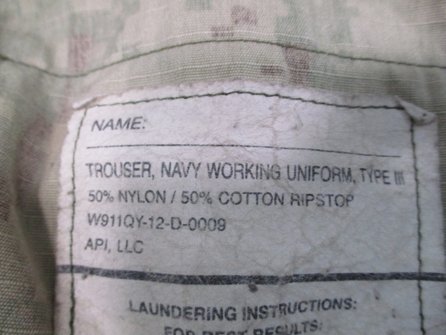 USGI US Navy NWU Type III AOR2 Woodland Camo Trousers XL Long 8405-01-574-7750