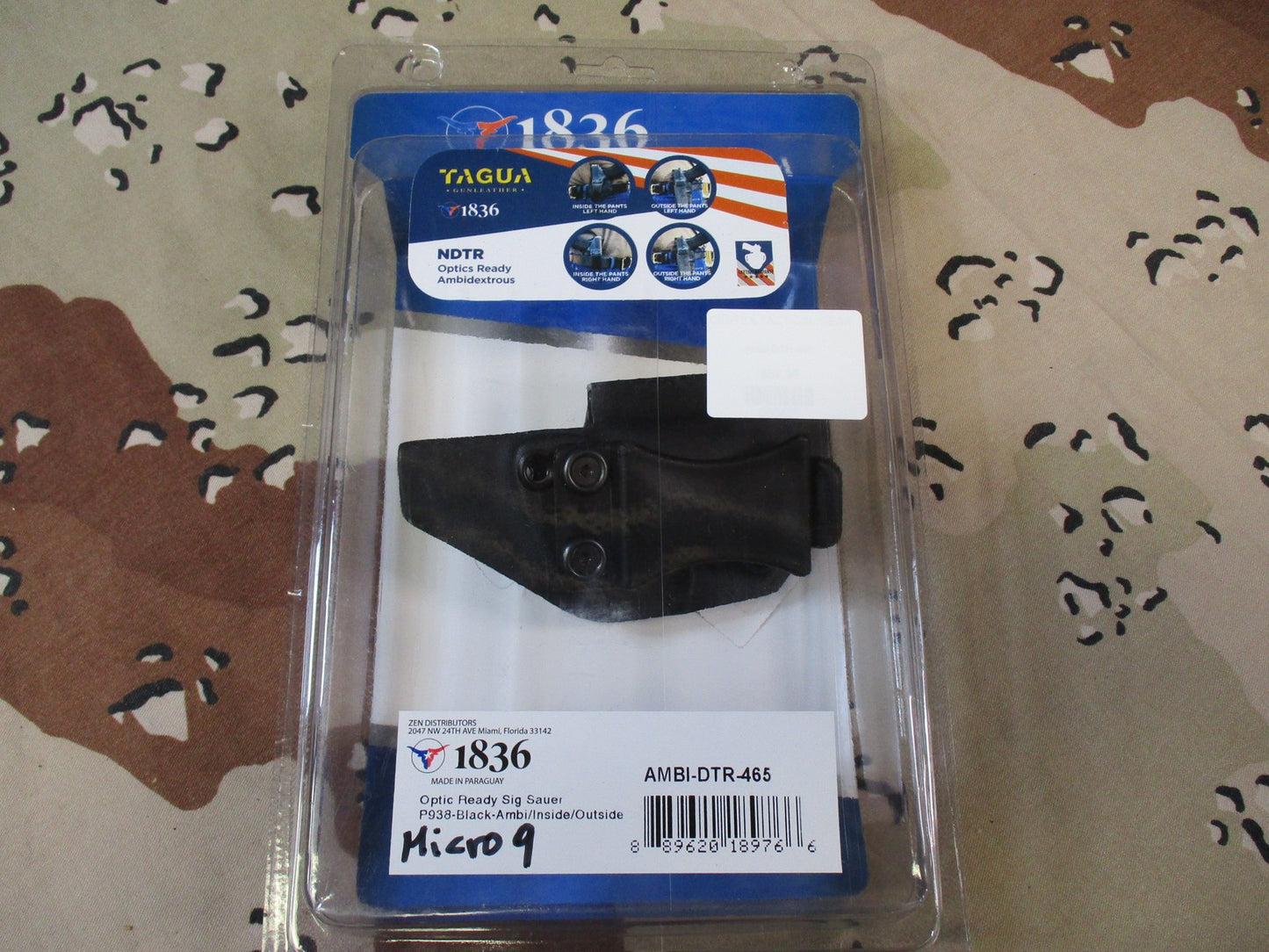 Tagua 1836 Kydex Holster for Sig Sauer P938 Micro 9 Optics Ready Ambidextrous Ne