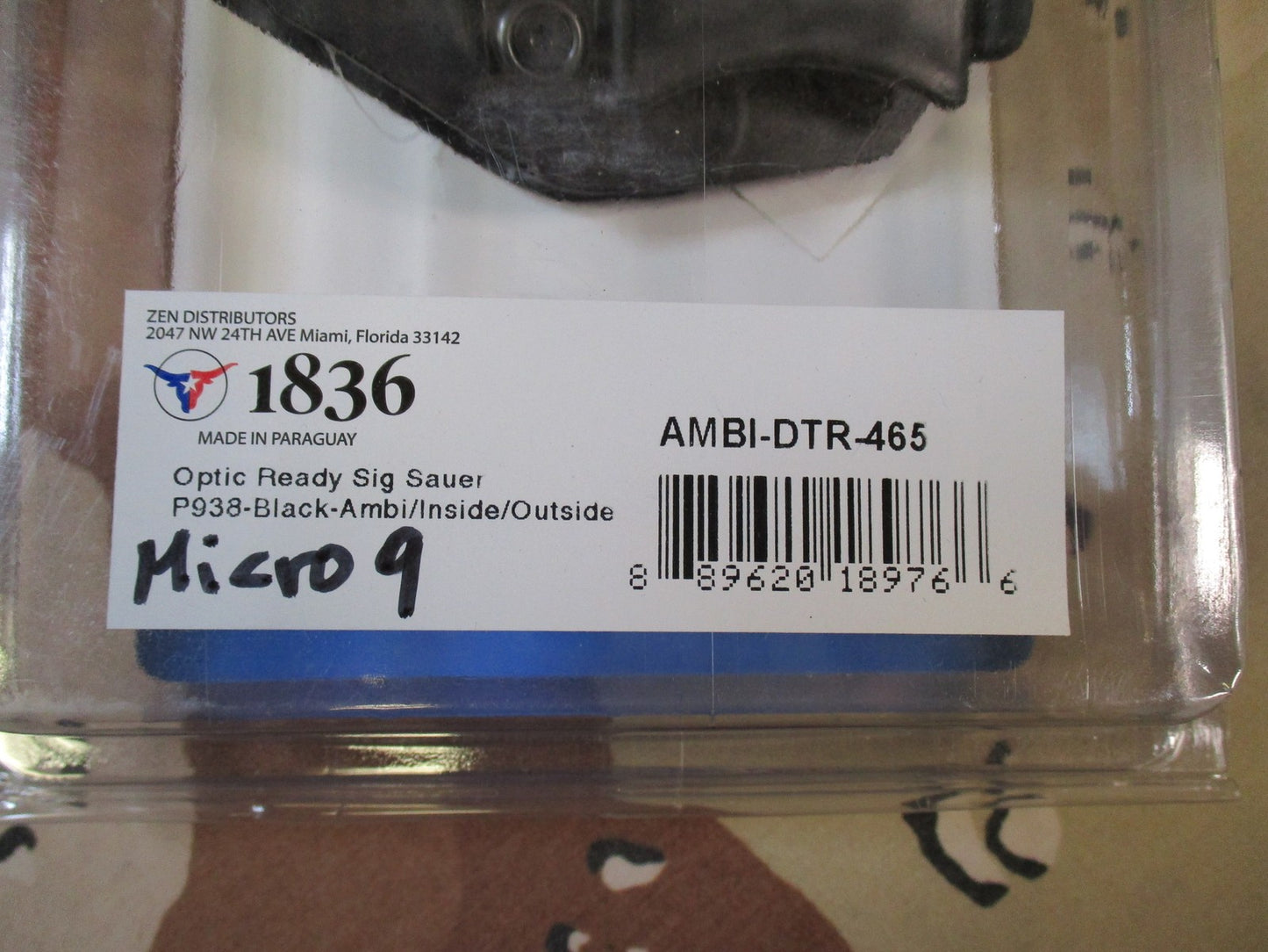 Tagua 1836 Kydex Holster for Sig Sauer P938 Micro 9 Optics Ready Ambidextrous Ne