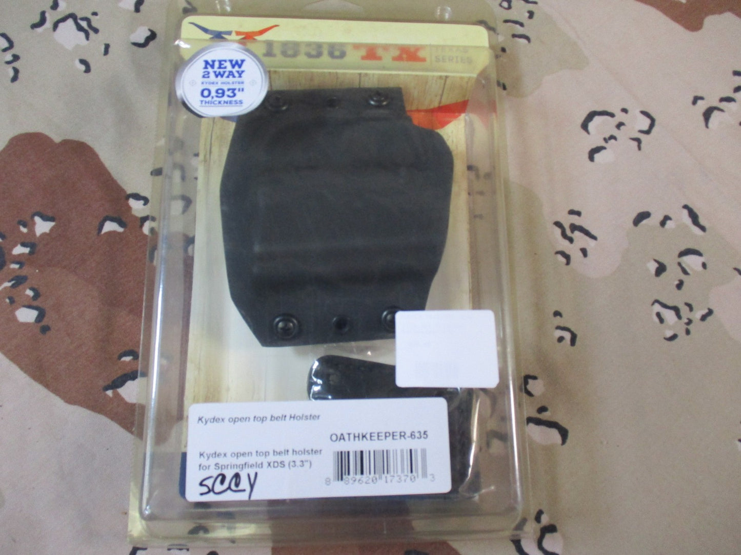 1836 TX Oathkeeper Kydex Belt Holster for Springfield XDS 3.3 inch Open Top