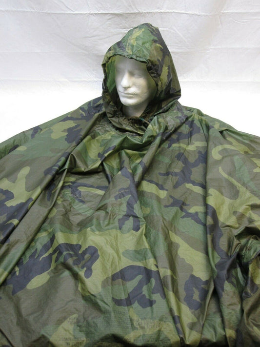 VCG USGI WOODLAND BDU MILITARY PONCHO WET WEATHER RAIN GEAR 8405-01-100-0976