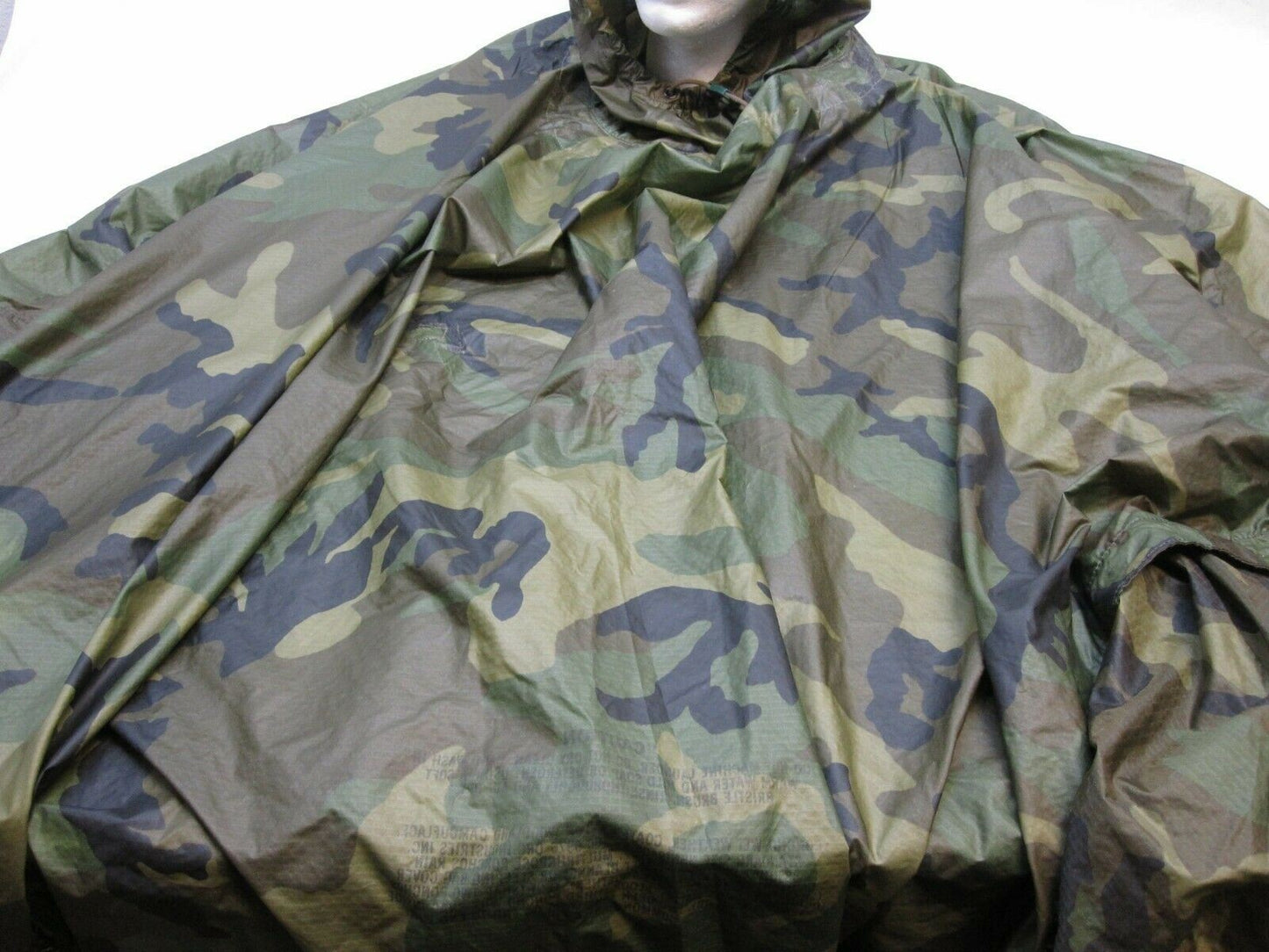 VCG USGI WOODLAND BDU MILITARY PONCHO WET WEATHER RAIN GEAR 8405-01-100-0976